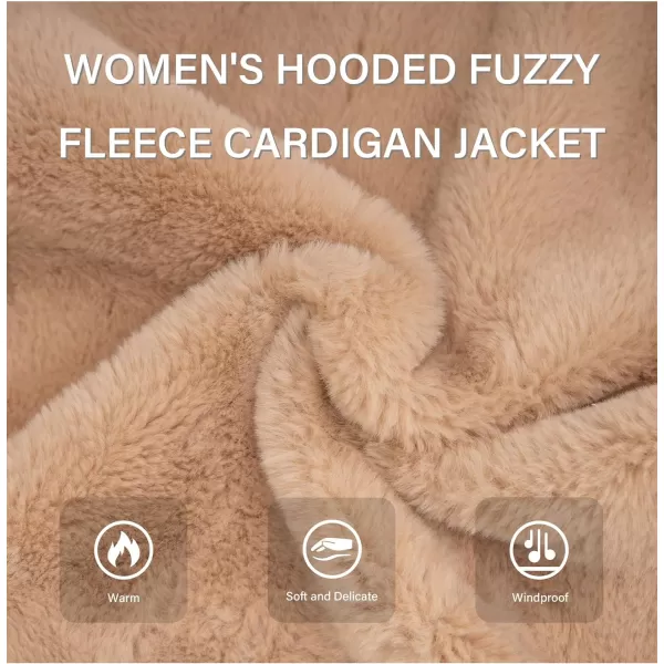 Bellivera Women's Faux Fur Fleece Coat, Spring and Winter Fashion Short Shearling Fuzzy Jacket with Hood