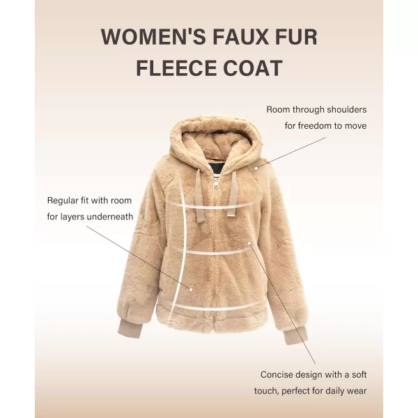 Bellivera Women's Faux Fur Fleece Coat, Spring and Winter Fashion Short Shearling Fuzzy Jacket with Hood