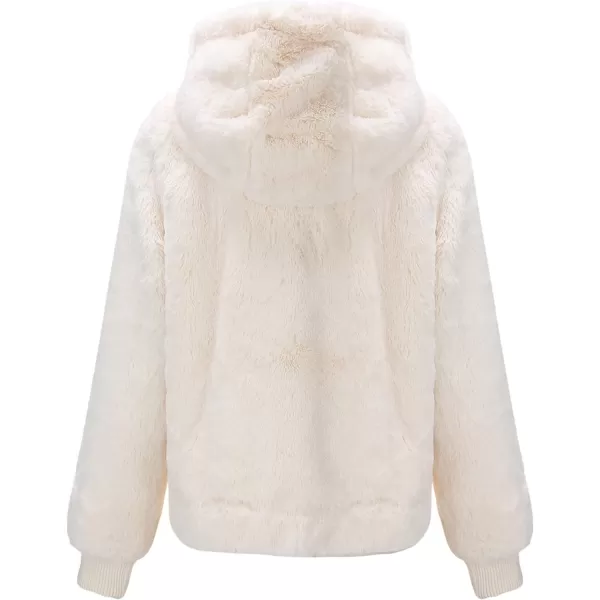 Bellivera Women's Faux Fur Fleece Coat, Spring and Winter Fashion Short Shearling Fuzzy Jacket with Hood