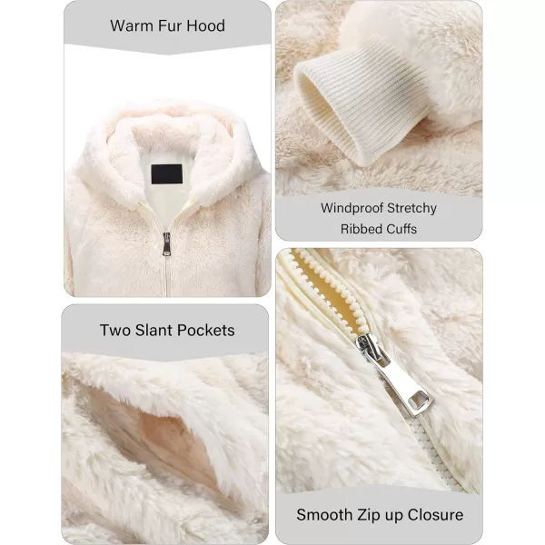 Bellivera Women's Faux Fur Fleece Coat, Spring and Winter Fashion Short Shearling Fuzzy Jacket with Hood