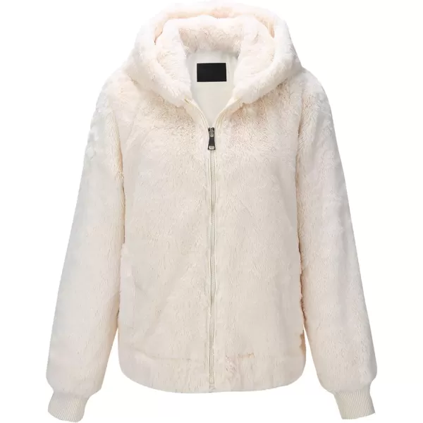 Bellivera Women's Faux Fur Fleece Coat, Spring and Winter Fashion Short Shearling Fuzzy Jacket with Hood