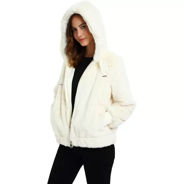 Bellivera Women's Faux Fur Fleece Coat, Spring and Winter Fashion Short Shearling Fuzzy Jacket with Hood