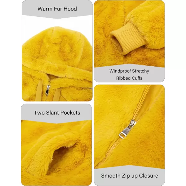 Bellivera Women's Faux Fur Fleece Coat, Spring and Winter Fashion Short Shearling Fuzzy Jacket with Hood