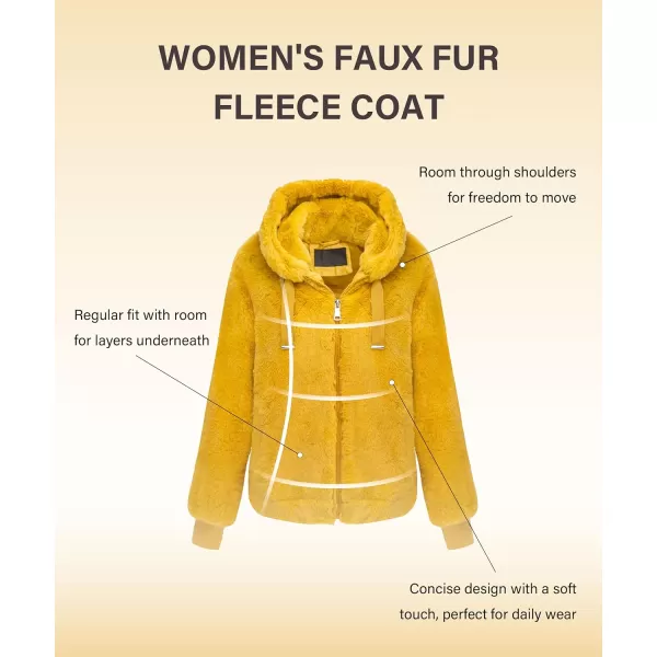 Bellivera Women's Faux Fur Fleece Coat, Spring and Winter Fashion Short Shearling Fuzzy Jacket with Hood