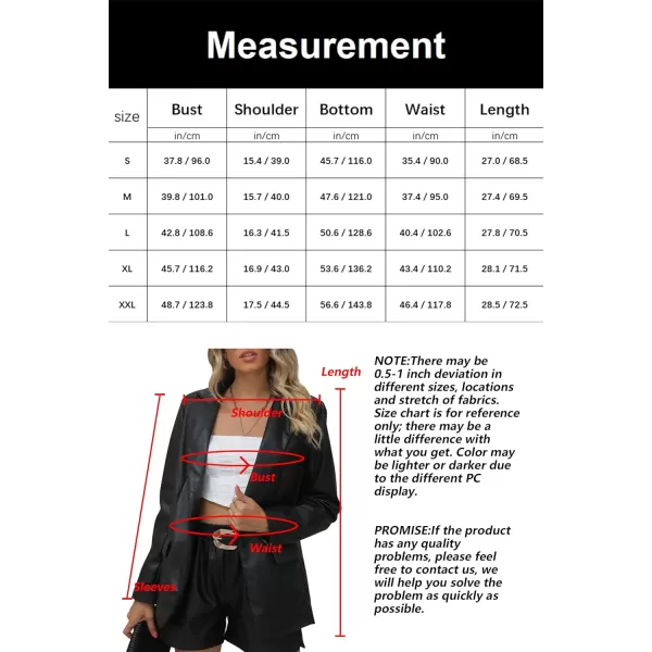 Bellivera Women's Faux Leather Blazer Jacket Oversized Long Sleeve Coat Motorcycle Vegan Pleather Outerwear