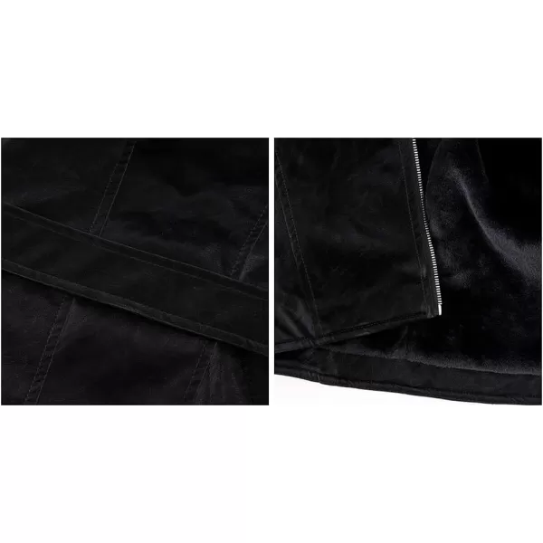 Bellivera Women's Faux Leather Jacket Moto Biker Sherpa-Lined Coat with Removable Fur Collar
