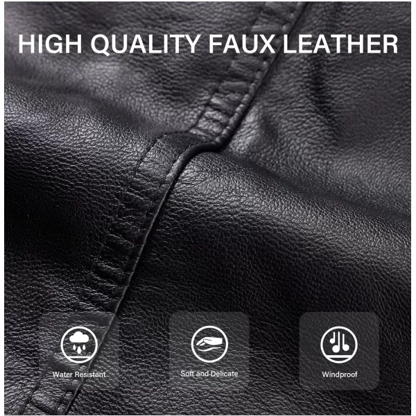 Bellivera Women's Faux Leather Jacket Moto Biker Sherpa-Lined Coat with Removable Fur Collar