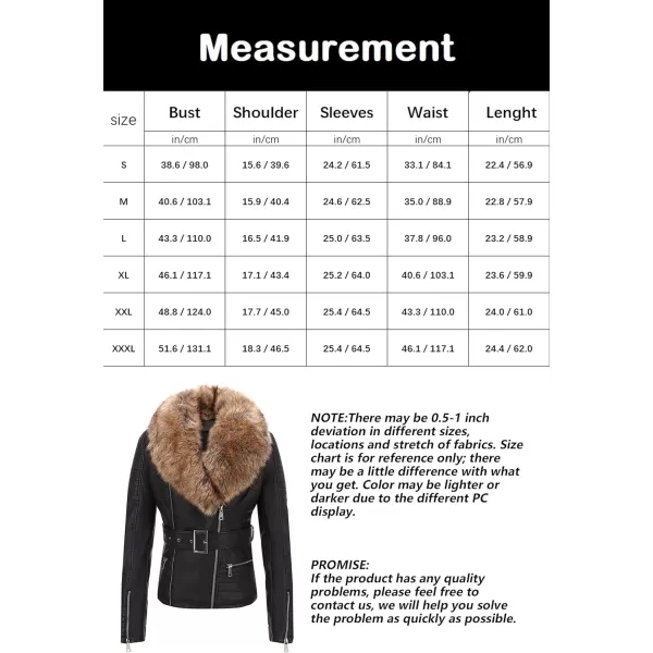 Bellivera Women's Faux Leather Jacket Moto Biker Sherpa-Lined Coat with Removable Fur Collar