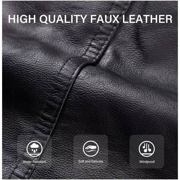 Bellivera Women's Faux Leather Jacket Moto Biker Sherpa-Lined Coat with Removable Fur Collar