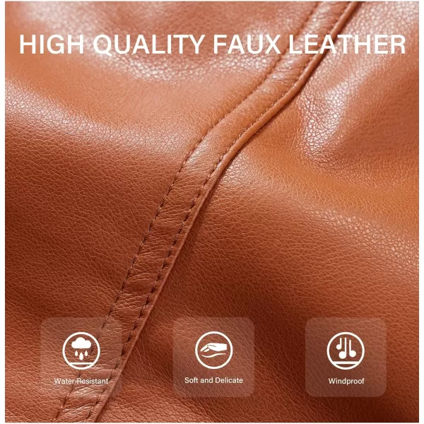 Bellivera Women's Faux Leather Jacket Moto Biker Sherpa-Lined Coat with Removable Fur Collar