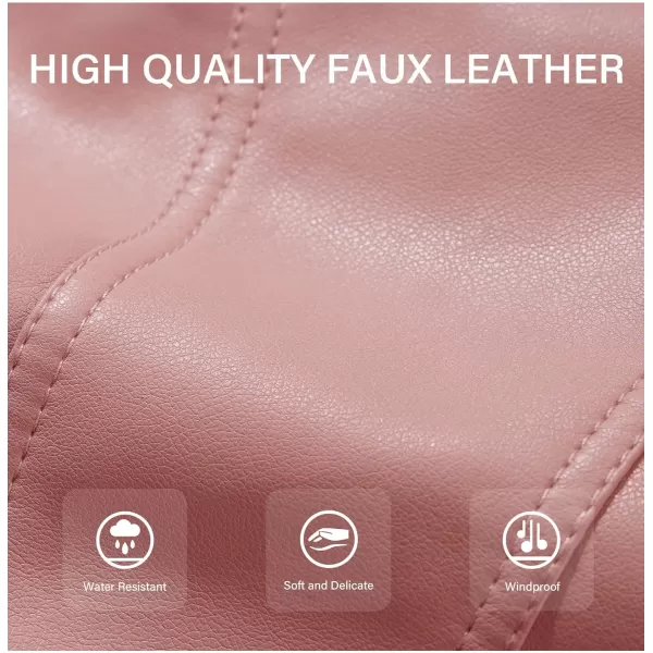 Bellivera Women's Faux Leather Jacket Moto Biker Sherpa-Lined Coat with Removable Fur Collar