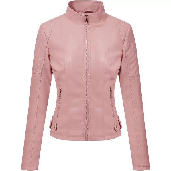 Bellivera Women's Faux Leather Jacket Moto Biker Sherpa-Lined Coat with Removable Fur Collar