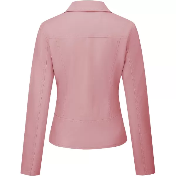 Bellivera Womens Faux Leather Jacket PU Zip UP Slim Bomber Coat