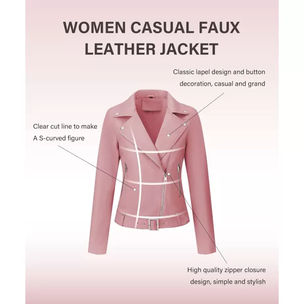Bellivera Womens Faux Leather Jacket PU Zip UP Slim Bomber Coat