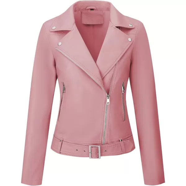 Bellivera Womens Faux Leather Jacket PU Zip UP Slim Bomber Coat