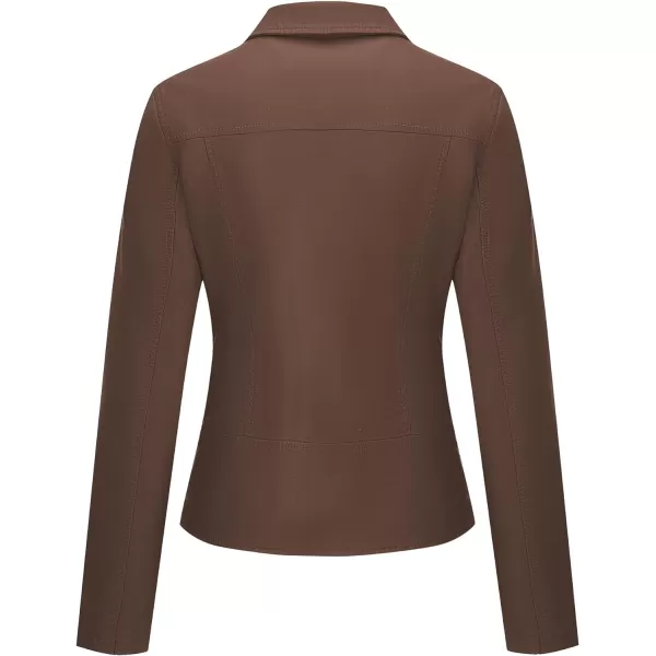 Bellivera Womens Faux Leather Jacket PU Zip UP Slim Bomber Coat
