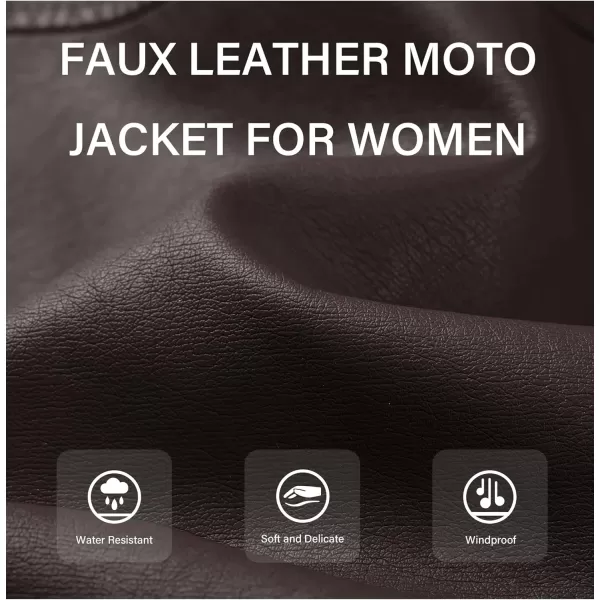 Bellivera Womens Faux Leather Jacket PU Zip UP Slim Bomber Coat