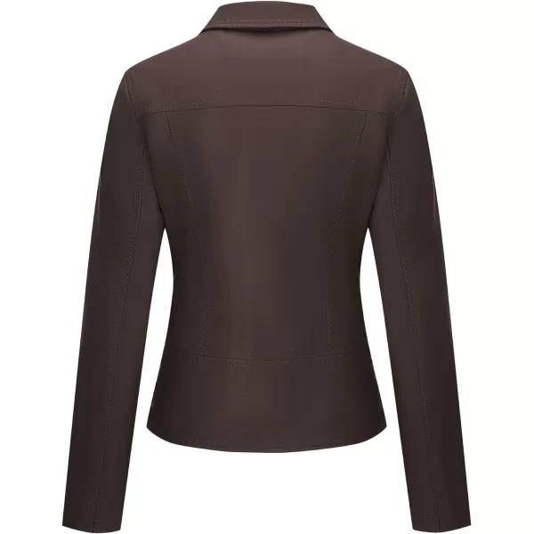 Bellivera Womens Faux Leather Jacket PU Zip UP Slim Bomber Coat