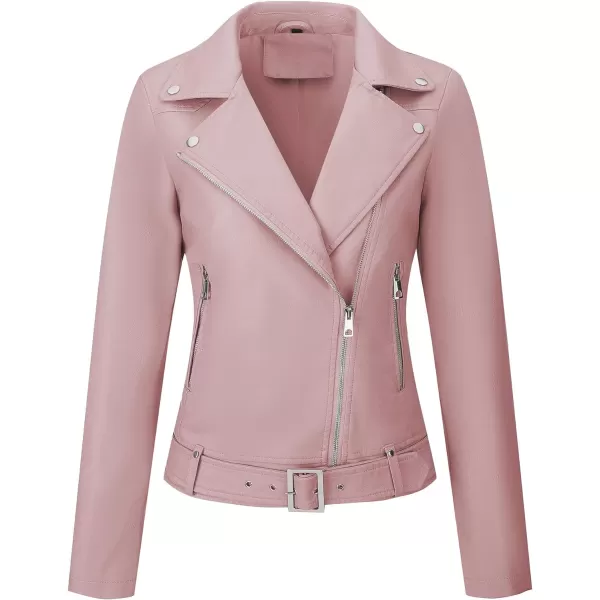 Bellivera Womens Faux Leather Jacket PU Zip UP Slim Bomber Coat