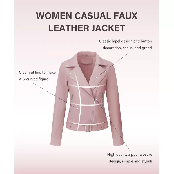 Bellivera Womens Faux Leather Jacket PU Zip UP Slim Bomber Coat