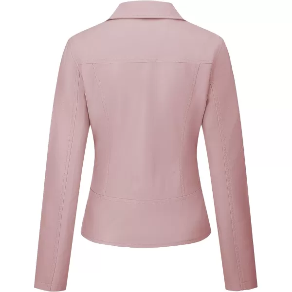 Bellivera Womens Faux Leather Jacket PU Zip UP Slim Bomber Coat