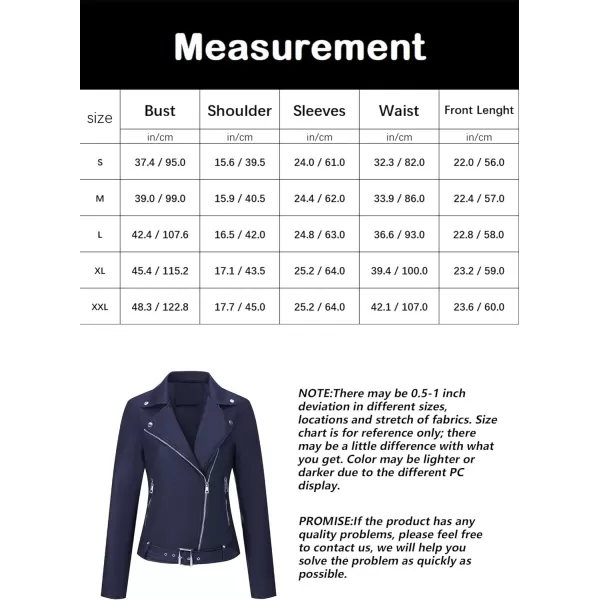 Bellivera Womens Faux Leather Jacket PU Zip UP Slim Bomber Coat