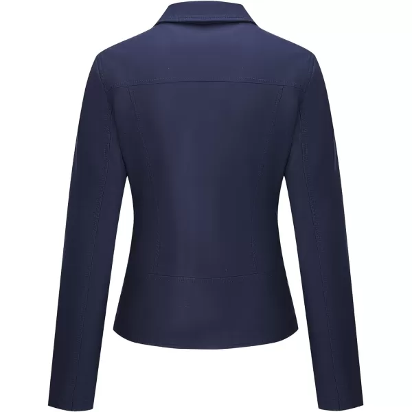 Bellivera Womens Faux Leather Jacket PU Zip UP Slim Bomber Coat