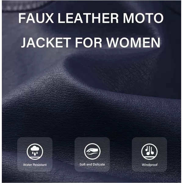 Bellivera Womens Faux Leather Jacket PU Zip UP Slim Bomber Coat