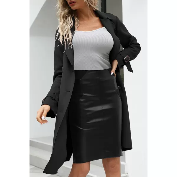 Bellivera Womens Faux Suede Leather Jacket Spring and Winter Fashion Long Trench Coat, Lightweight Windbreaker
