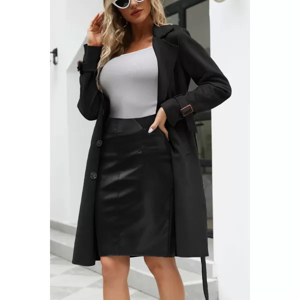 Bellivera Womens Faux Suede Leather Jacket Spring and Winter Fashion Long Trench Coat, Lightweight Windbreaker