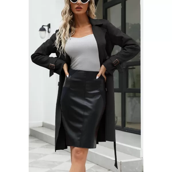 Bellivera Womens Faux Suede Leather Jacket Spring and Winter Fashion Long Trench Coat, Lightweight Windbreaker