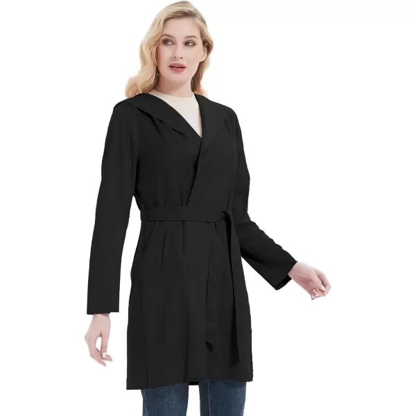 Bellivera Womens Faux Suede Leather Jacket Spring and Winter Fashion Long Trench Coat, Lightweight Windbreaker