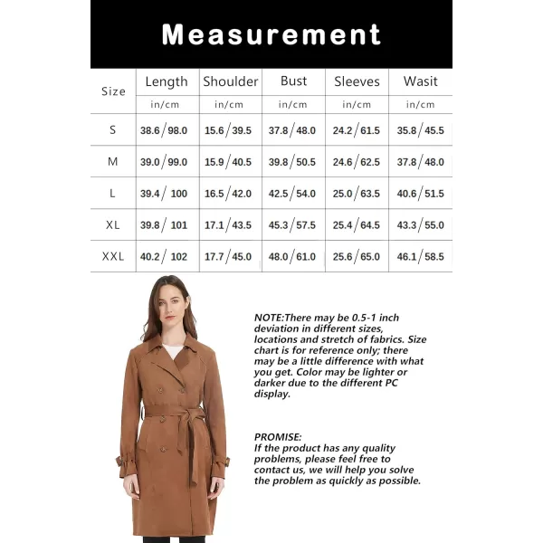 Bellivera Womens Faux Suede Leather Jacket Spring and Winter Fashion Long Trench Coat, Lightweight Windbreaker