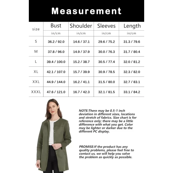 Bellivera Womens Faux Suede Leather Jacket Spring and Winter Fashion Long Trench Coat, Lightweight Windbreaker