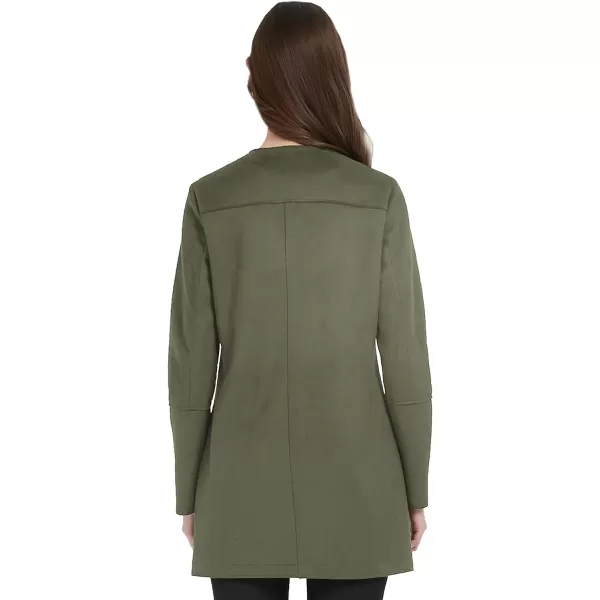 Bellivera Womens Faux Suede Leather Jacket Spring and Winter Fashion Long Trench Coat, Lightweight Windbreaker