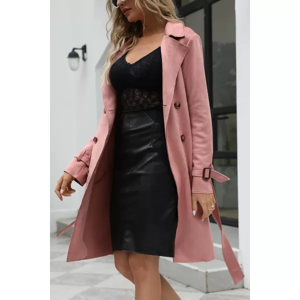 Bellivera Womens Faux Suede Leather Jacket Spring and Winter Fashion Long Trench Coat, Lightweight Windbreaker
