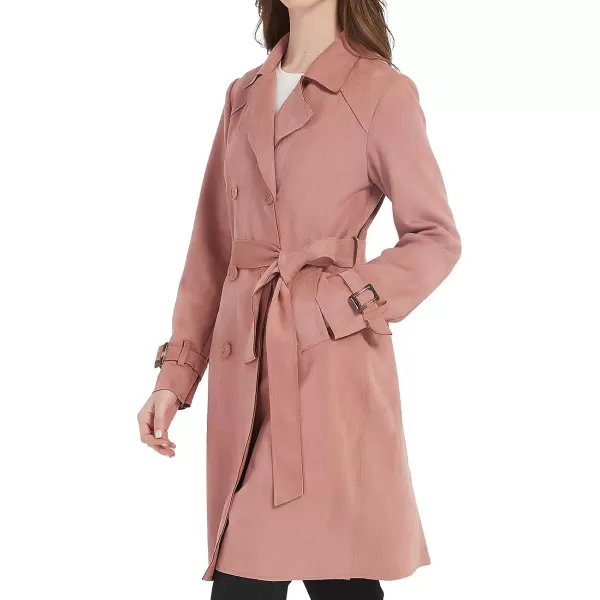Bellivera Womens Faux Suede Leather Jacket Spring and Winter Fashion Long Trench Coat, Lightweight Windbreaker
