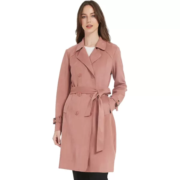 Bellivera Womens Faux Suede Leather Jacket Spring and Winter Fashion Long Trench Coat, Lightweight Windbreaker