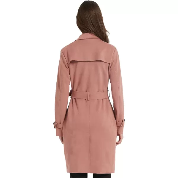 Bellivera Womens Faux Suede Leather Jacket Spring and Winter Fashion Long Trench Coat, Lightweight Windbreaker