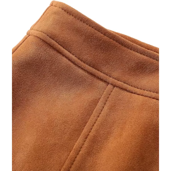 Bellivera Women's High Waist Pencil Mini A-Line Bodycon Faux Suede Solid Fall Short Basic Skirt