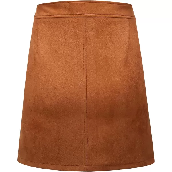 Bellivera Women's High Waist Pencil Mini A-Line Bodycon Faux Suede Solid Fall Short Basic Skirt