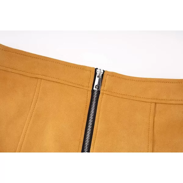 Bellivera Women's High Waist Pencil Mini A-Line Bodycon Faux Suede Solid Fall Short Basic Skirt
