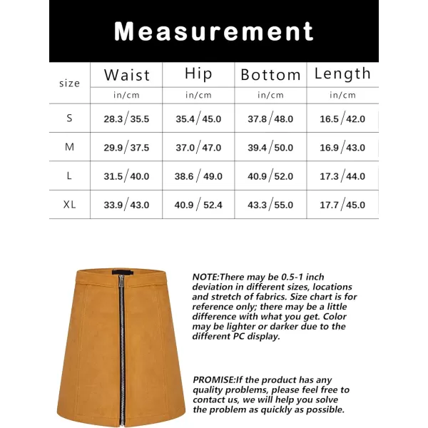 Bellivera Women's High Waist Pencil Mini A-Line Bodycon Faux Suede Solid Fall Short Basic Skirt