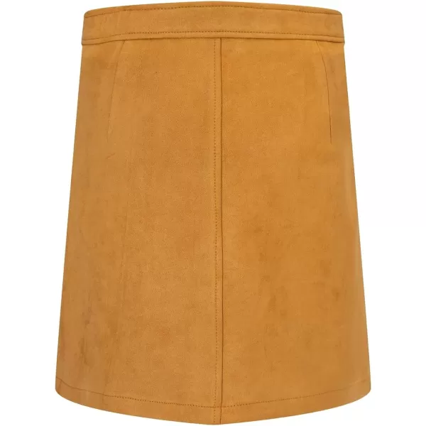 Bellivera Women's High Waist Pencil Mini A-Line Bodycon Faux Suede Solid Fall Short Basic Skirt