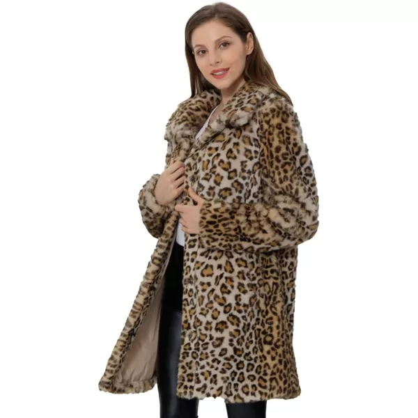 Bellivera Womens Leopard Print Fleece Coat, Spring and Winter Fashion Fuzzy Jacket Faux Fur Fluffy Cardigan Overcoat