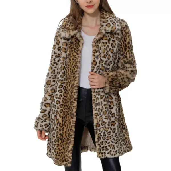 Bellivera Womens Leopard Print Fleece Coat, Spring and Winter Fashion Fuzzy Jacket Faux Fur Fluffy Cardigan Overcoat