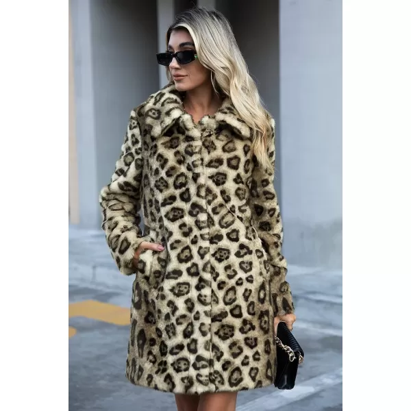 Bellivera Womens Leopard Print Fleece Coat, Spring and Winter Fashion Fuzzy Jacket Faux Fur Fluffy Cardigan Overcoat