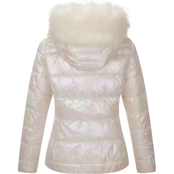 Bellivera Womens Lightweight Puffer Jacket, Winter Coats for Women Warm Quilted Bubble Padded Hood Coat with Faux Fur Collar