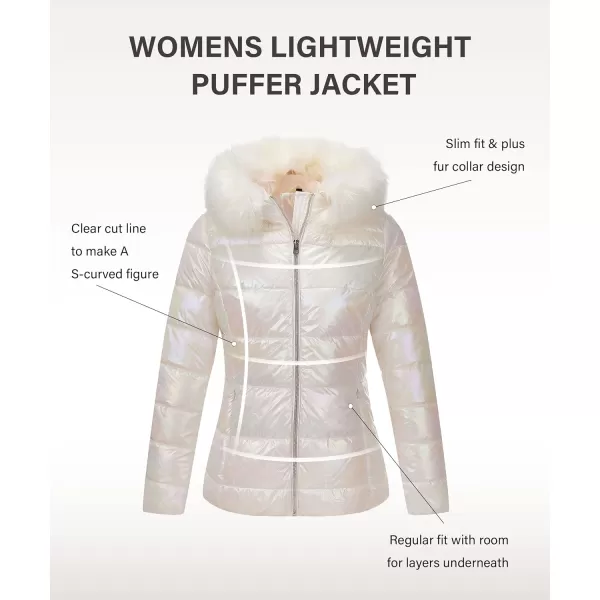 Bellivera Womens Lightweight Puffer Jacket, Winter Coats for Women Warm Quilted Bubble Padded Hood Coat with Faux Fur Collar