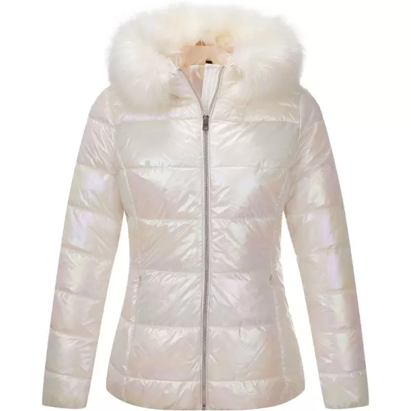 Bellivera Womens Lightweight Puffer Jacket, Winter Coats for Women Warm Quilted Bubble Padded Hood Coat with Faux Fur Collar
